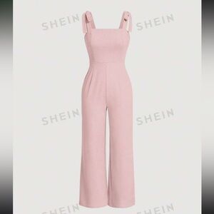 SHEIN. Solid wide leg pink jumpsuit